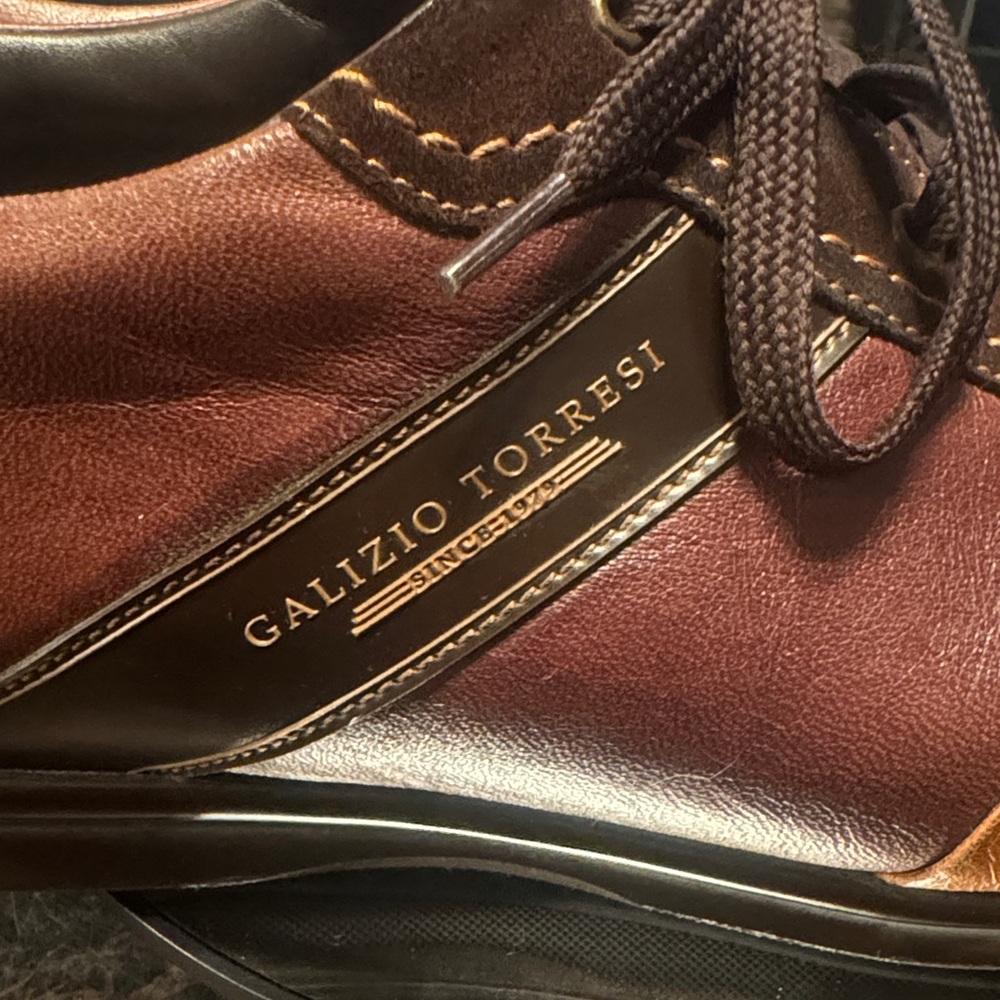 Galizio Torresi Men's Brown/Orange Leather Sneakers - Size 10US/43EU - Picture 3 of 12